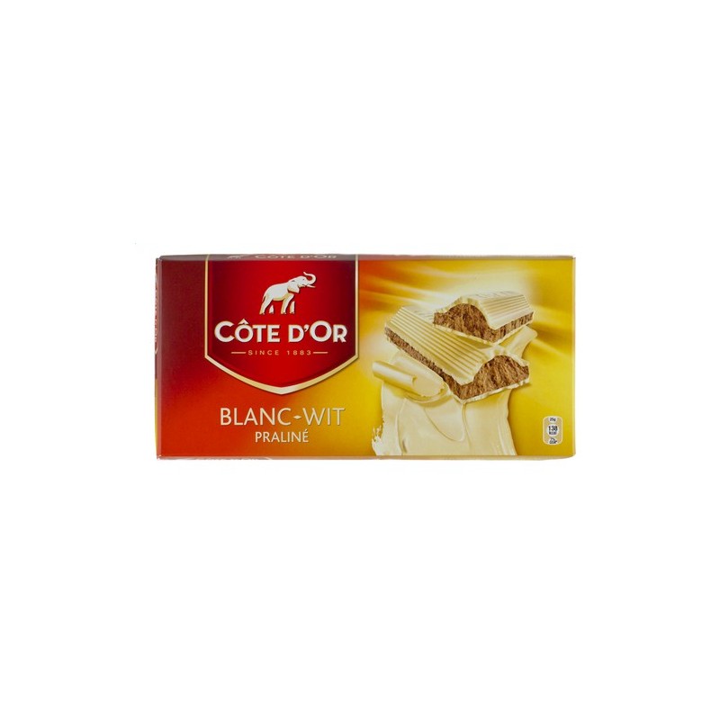 Côte d'or chocolat blanc praliné 2 x 