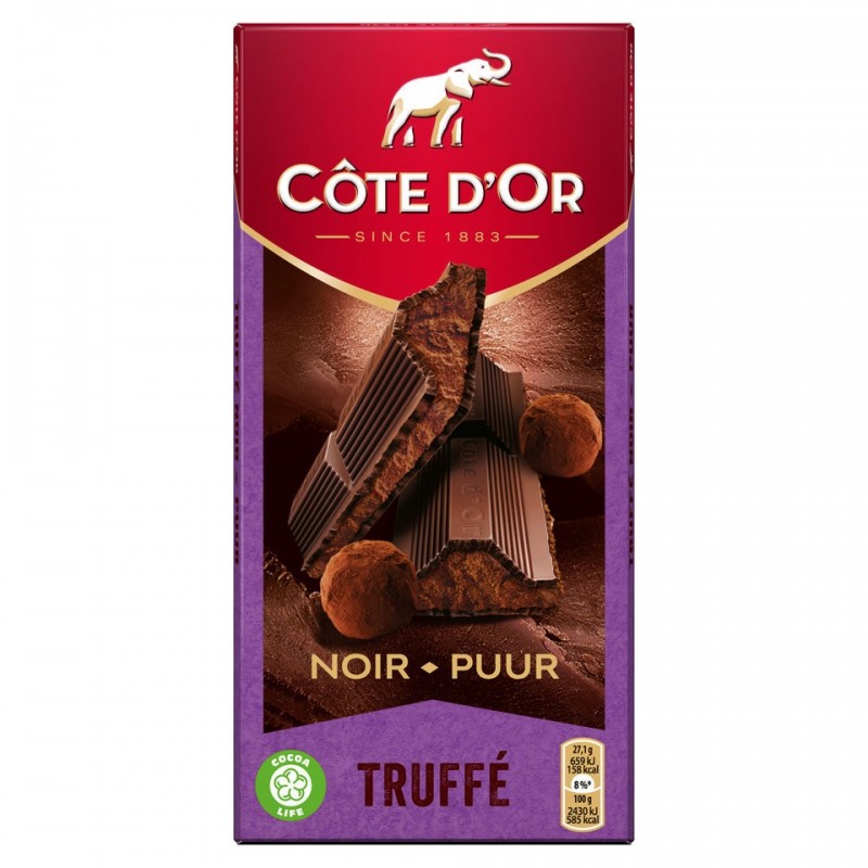 Tablette Côte d'Or Truffé Noir  fourré choco 190 gr