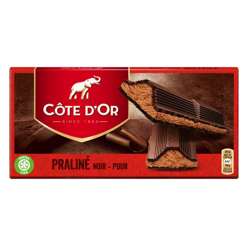 Tablette Côte d'Or noir praliné 200gr