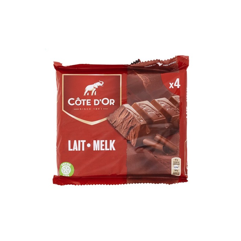 Pack of 6 x 47 gr bars of Côte d'Or milk