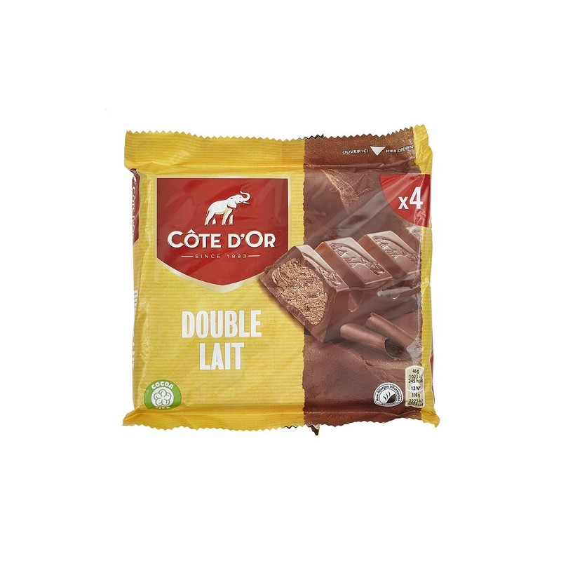 Barres Côte d'Or double lait 4 x 47gr