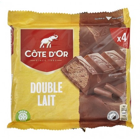 Barres Côte d'Or double lait 4 x 47gr