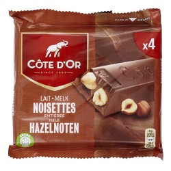 Pack of 6 x 47 gr bars of Côte d'or milk & whole hazelnuts
