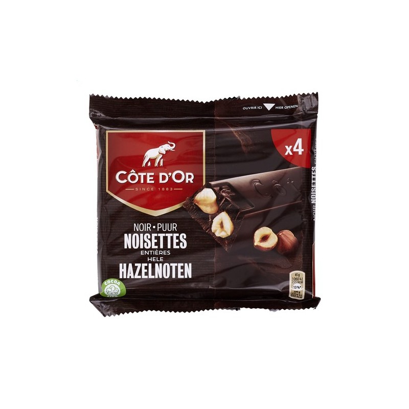 Barres Côte d'Or noir noisettes entières 6 x 47gr