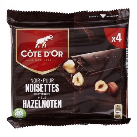 Barres Côte d'Or noir noisettes entières 6 x 47gr Barres Côte d'Or noir noisettes entières 6 x 47gr