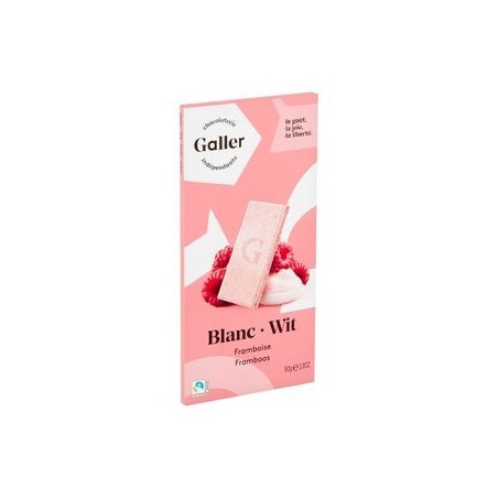 Galler Chocolat Blanc avec Poudre de Framboises 80 g Galler Chocolat Blanc avec Poudre de Framboises 80 g