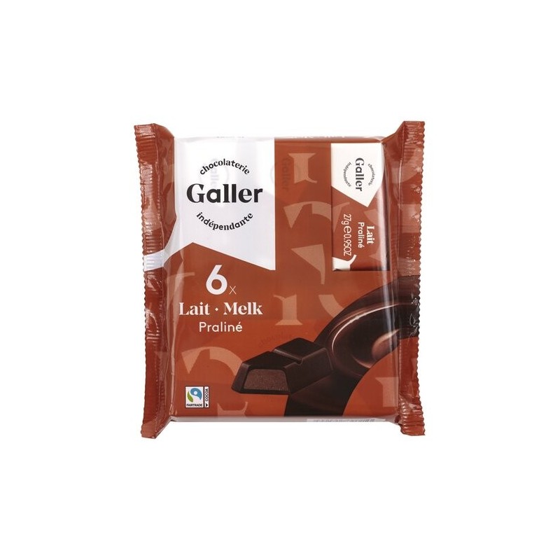 GALLER chocolat lait praliné 6x28g