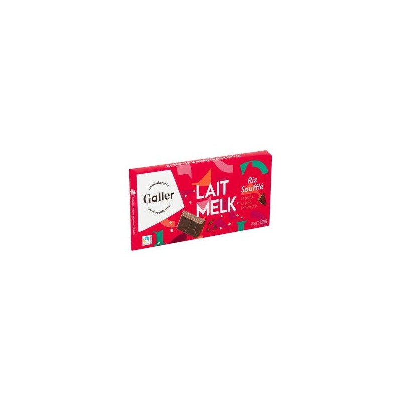 Tablette Galler Chocolat Lait et riz soufflé 150 g