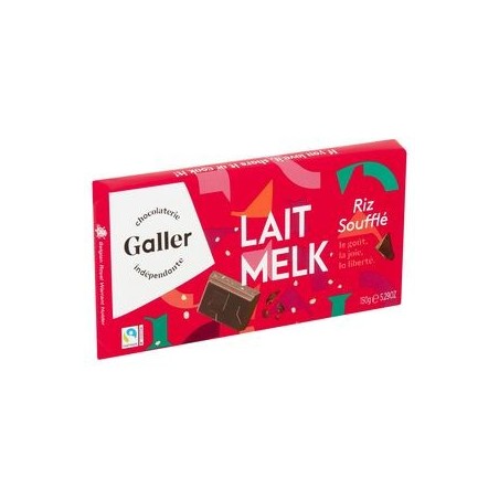 Tablette Galler Chocolat Lait et riz soufflé 150 g