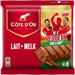 Pack of 4 x 47 gr bars of Côte d'Or milk