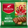 Pack of 4 x 47 gr bars of Côte d'or milk & hazelnut