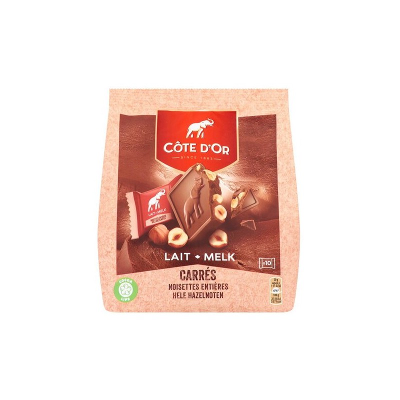 Côte d'Or carrés au lait et noisettes 200gr