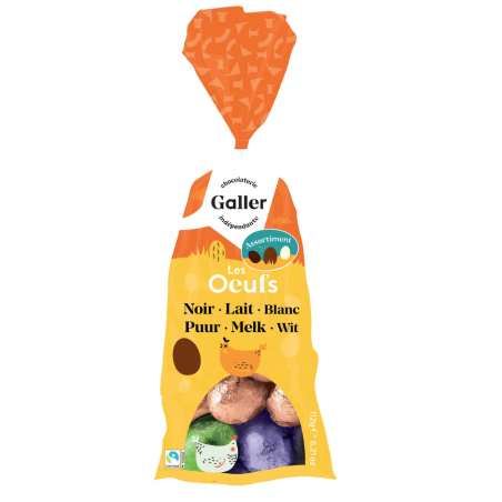 White, dark & milk Galler easter eggs 112 gr