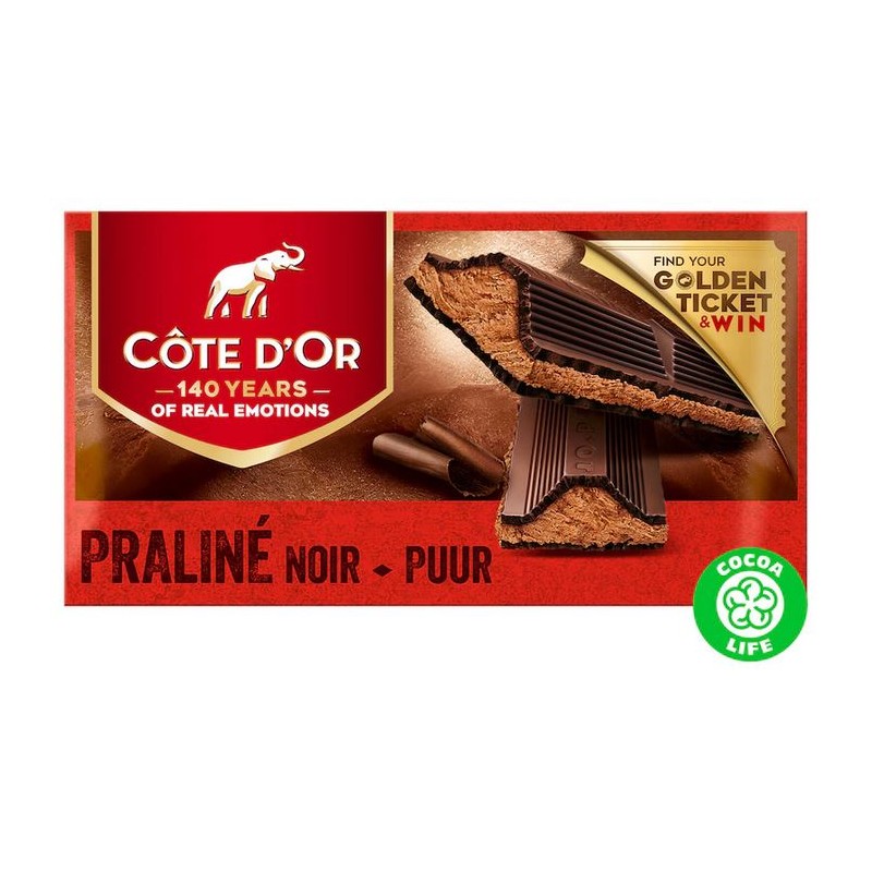 Côte d'or dark & praliné tablet 200 gr