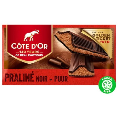Côte d'or dark & praliné tablet 200 gr