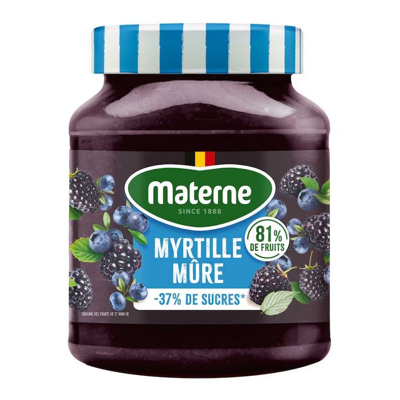 Materne Light Fruit Spread Blueberry Blackberry 335 gr
