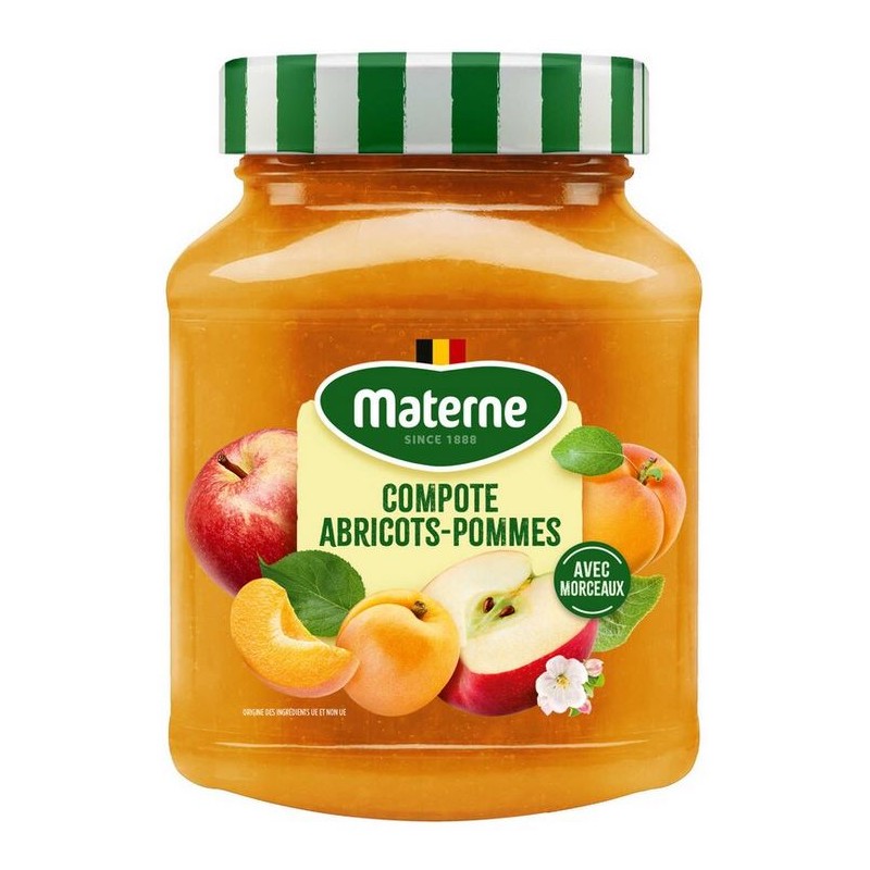 Materne Compote d'Abricots et Pommes avec Morceaux 375 g