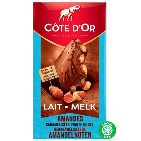 Tablette Côte d'Or aux  amandes caramélisées et pointe de sel  180gr