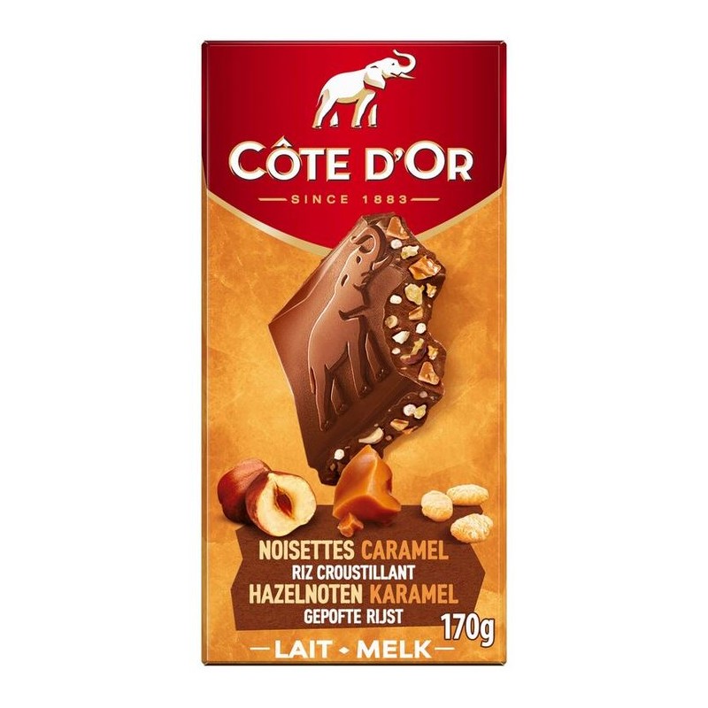 Côte d'Or Milk Chocolate Hazelnut Caramel Crispy Rice 170 gr