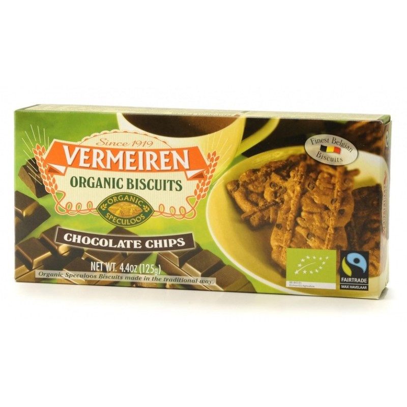 Vermeiren organic fairtrade chocolate chip biscuits 125g